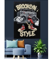 Brooklyn Müzik Spor Ayakkabı Dekoratif Kanvas - Mdf Ahşap Tablo
