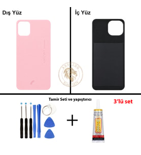 Reeder Vida Seti + Yapıştırıcı S23 Max Pro Açık Pembe Yapıştırıcı B-7000 Yapıştırıcı Vida Seti Arka Kapak Arka Cam Batarya Kapağı Lazer Kesim Kapak Pil Kapağı Back Cover