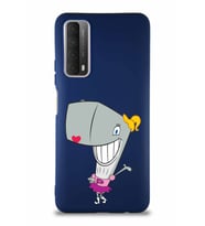 Huawei P Smart 2021 Soft Premier Kapak Pearl Yengeç Tasarımlı Silikon Kılıf - Lacivert (Şeffaf)
