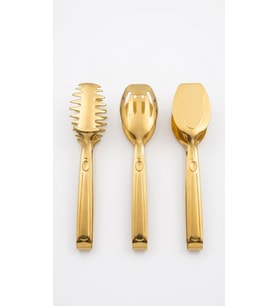 3'lü Gold Paslanmaz Çelik Servis Maşası Seti (Makarna, Salata ve Pasta Maşası)