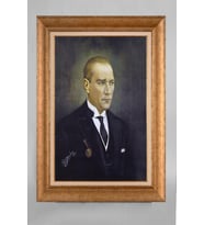 Altın Varaklı Paspartulu Çerçeveli Atatürk Tablo nt707