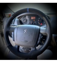 DİKİŞLİ DİREKSİYON KILIFI NUBUK NOKTALI DERİ MAVİ YÜZÜK MAVİ DİKİŞLİ PEUGEOT BOXER İÇİN