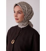 Geometrik Desen %100 Twill İpek Eşarp BE25