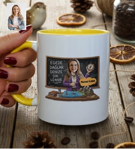 Kişiye Özel Karikatürlü Kadın Öğretmen Kupa Bardak Öğretmenler Günü Hediyesi