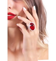 Kadın Antik Gümüş Kaplama Kırmızı Swarovski Taşlı Hürrem Yüzük