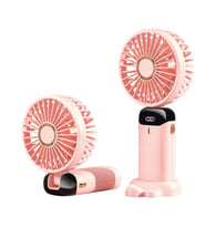 Feny FN-F30 Pembe Kademeli Ultra Sessiz Led Göstergeli Katlanabilir Şarjlı 1200Mah Mini El Fanı