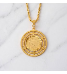Altın Kaplama Yarım Altınlı Kolye - Ajda Model 45 CM BND-234