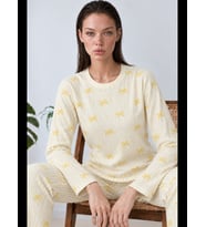 Night Mavi Kadın Desenli İkili Rahat Pijama Takımı 4815