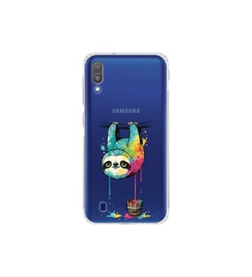 Samsung Galaxy M10 ile Uyumlu Splash Tembel Hayvan Tasarımlı Şeffaf Silikon Kılıf