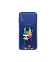 Samsung Galaxy M10 ile Uyumlu Splash Tembel Hayvan Tasarımlı Şeffaf Silikon Kılıf