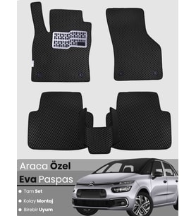 CİTROEN C4 PİCASSO (2013-2022) Uyumlu EVA Paspas Tam Set–Araca Özel,Su Geçirmez,Kolay Montaj