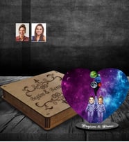Kişiye Özel Uzay Arkadaş Karikatürlü Ahşap Biblo Kutulu  Model  -1