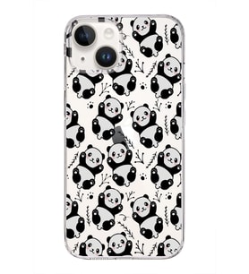 Apple iPhone 14 Plus Uyumlu Kapak Panda Tasarımlı Şeffaf Silikon Kılıf
