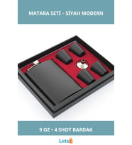 Paslanmaz Çelik Siyah 4 Shot Bardaklı Matara