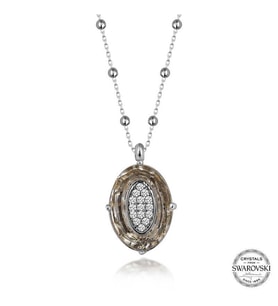 Swarovski Crystal Taşlı Top Zincir Oval Gümüş Kadın Kolye