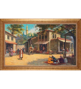 EV İŞYERİ OFİS İÇİN ALTIN ÇERÇEVELİ PASPARTULU TABLO VB871