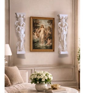 2'li 40 Cm Antik İşlemeli 3 Boyutlu Duvar Heykeli Seti Antik Roma Yunan Heykel Seti