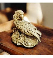 Papağan Biblo Dekoratif Kuş Heykeli Masaüstü ve Ev Dekoru dekoratif obje (Sarı Altın)
