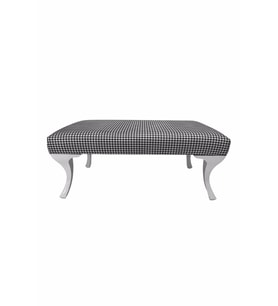 DTM HOME Kaz Ayağı Desenli Bench Puf (Siyah - Beyaz)