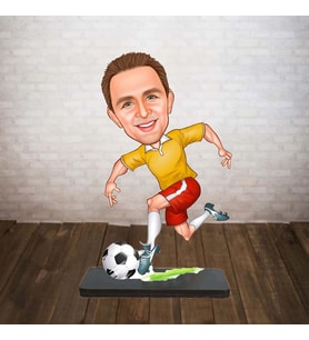 KİŞİYE ÖZEL KARİKATÜR sarı kırmızı formalı futbolcu 1 BİBLOSU