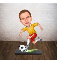 KİŞİYE ÖZEL KARİKATÜR sarı kırmızı formalı futbolcu 1 BİBLOSU