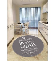 Gri Kaymaz My Kitchen My Rules Yuvarlak Mutfak Halısı AR855