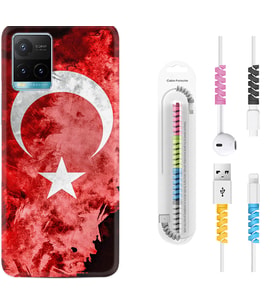Vivo Y11S Y21S Y20 Y20S Y70 Kılıf Kablo Koruma Spiral Silikon Şanlı Türk Bayrağı 3 1395