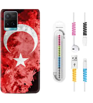 Vivo Y11S Y21S Y20 Y20S Y70 Kılıf Kablo Koruma Spiral Silikon Şanlı Türk Bayrağı 3 1395