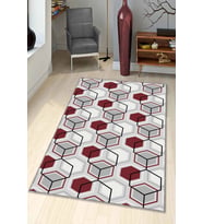 Bordo Petek Kaymaz Tabanlı Makinede Yıkanabilir Halı BE01 - 100 x 160 cm