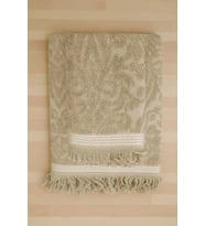 2 Parça Jakarlı Banyo Havlu Takımı %100 Pamuklu 90x150 Cm Arden Bej