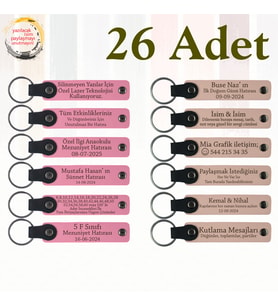 Pembe & Pudra, 26’lı Set, İsim Yazılabilen Deri Anahtarlık, Doğa Turu Ekibine Özel Sürpriz