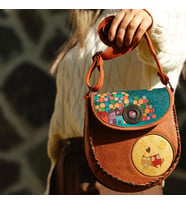 Baykuş Figürlü Çapraz Örgülü Kol Çantası Etnik Bohem Style - Taba