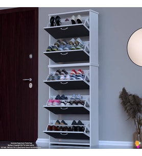Modilayn VERVE Antre 72x194x26 cm’ lik 5 Düşer Kapak 10 Göz Bölmeli Ayakkabılık