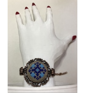 Kanaviçe İşleme Bileklik (Saks Mavisi)