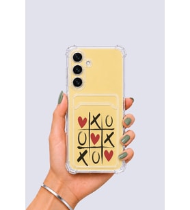 Samsung Galaxy S24 Fe Kartlıklı Xoxo Desenli Kılıf '+10tl Fark Ile Standart Temperli Cam-siyah