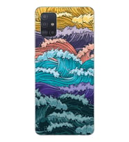 Samsung Galaxy A71 Uyumlu Renkli Deniz Dalgaları Tasarımlı Şeffaf Telefon Kılıfı