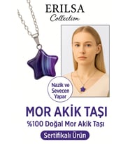 Sertifikalı Yıldız Kesim Mor Akik Taşı Kolye – Ruhsal Denge ve İçsel Huzur Taşı (Çok Renkli)
