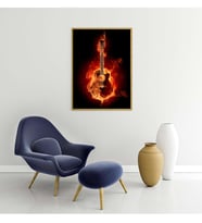 Alev Temalı Gitar Kanvas  Tablo
