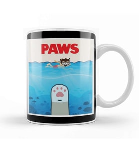 Jaws Parody Paws Jaws Poster Parody Kupa Bardak Porselen