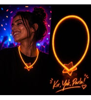 Northcity Neon Fosforlu Işıklı Kolye Turuncu - Parti ve Festival Aksesuarı