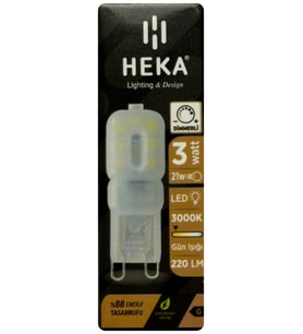 (1 Adet) Heka 3W (21W) 3000K (Sarı Işık) G9 Duylu Buzlu Dim Edilebilir Led Kapsül Ampul