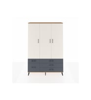 Arges Dolap 5 Raflı 5 Çekmeceli Tek Askılı 132x30x195 Çam-Aytaşı/Antrasit