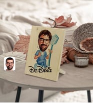 BK Gift Kişiye Özel İsimli Erkek Diş Hekimi Karikatürlü Dekoratif Ahşap Çerçeve Model 2