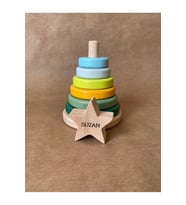 İsme Özel Ahşap Yıldız Halka Kule  Montessori Eğitici Oyuncak & Dekoratif Ahşap Hanoi