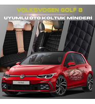 Volksvogen Golf 8 Siyah Renk Tay Tüyü Cepli & Terletmez Sırtlı Oto Koltuk Minder Seti - Koltuk Koruma Kılıfı (ÖN & ARKA TAM SET)
