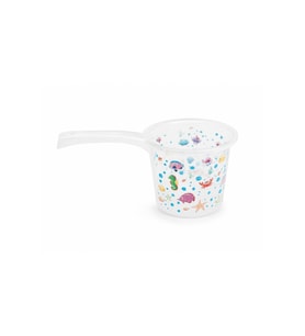 1000 ml Şeffaf Desenli Bebek Maşrapası – Ergonomik Saplı Çocuk Banyo Maşrap