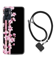 Infınix Hot 12 Kılıf Resimli Boyun Askılı İpli Desenli Silikon Pink Flowers 3 1393
