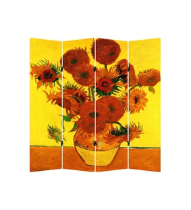 Vincent Van Gogh Çiçek 4 Kanatlı Oda Bölücü Çift Taraflı Kanvas Paravan