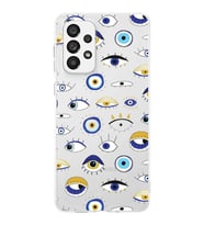 PrintiFy Samsung Galaxy A73 ile Uyumlu 1mm Slim Fit Nazar Boncuğu 2 Baskılı Şeffaf  Kılıf