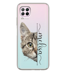 Huawei Kedi Trigromi Tasarımlı Şeffaf Telefon Kılıfı
